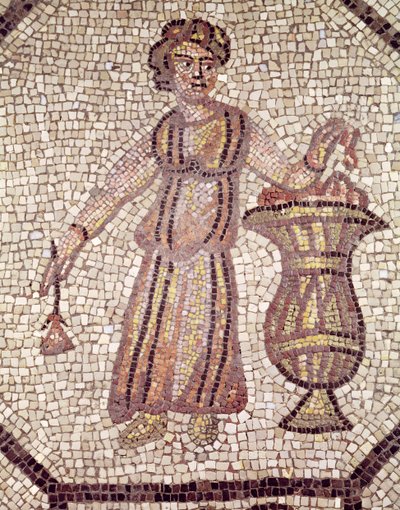 Young girl with flowers by Roman